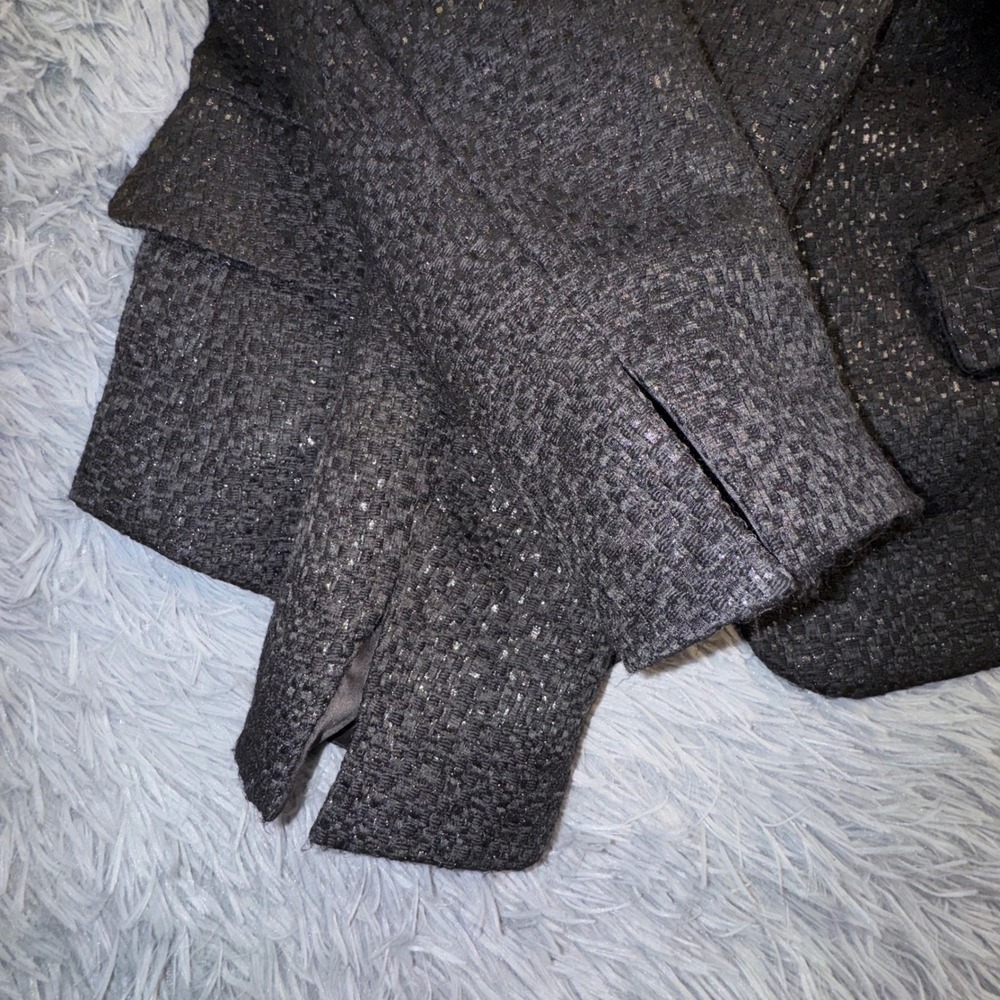 Lafayette 148 Blazer Women's 10 Black Sparkle Tweed Blazer‎ Shawl Collar Event - Picture 9 of 13
